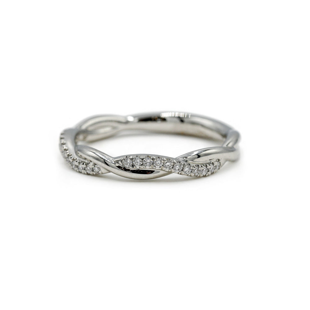 Platinum .10ctw Single Pave Lab Diamond Twist