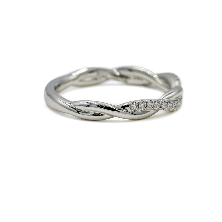 Platinum .10ctw Single Pave Lab Diamond Twist
