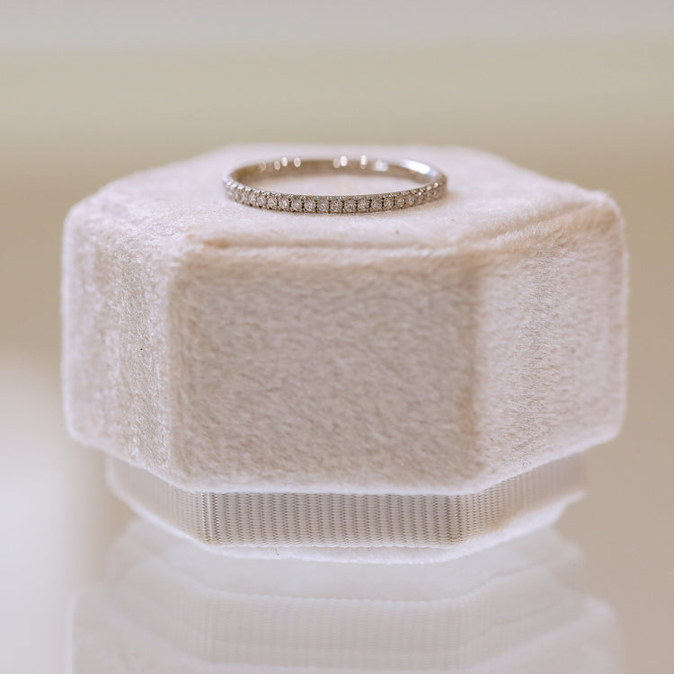 Platinum .17ctw Lab French Set 1.5mm Diamond Band