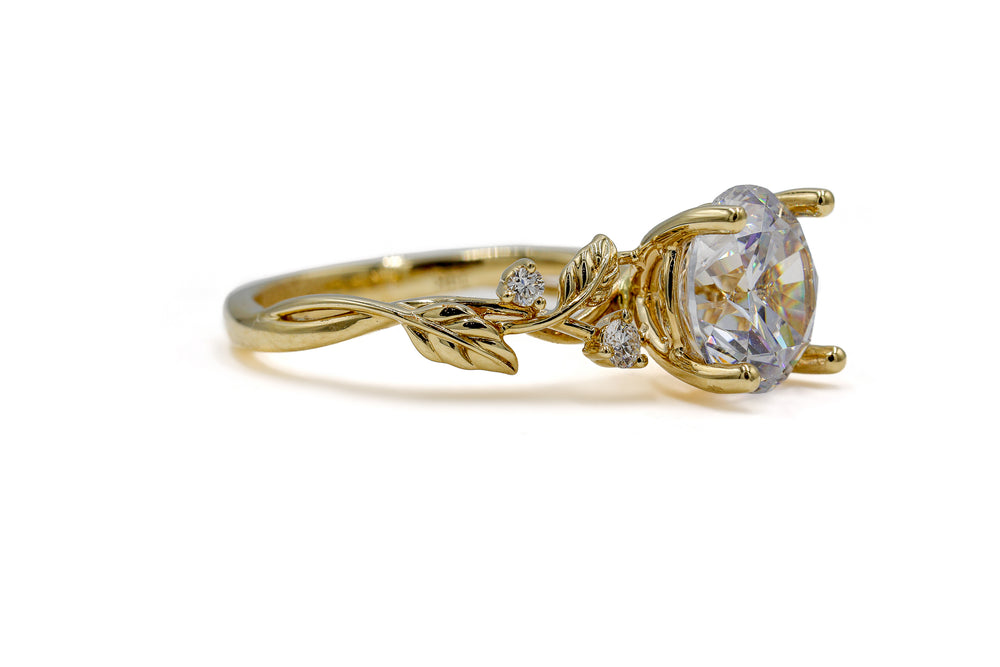 14ky .10ctw Diamond Double Leaf Ring