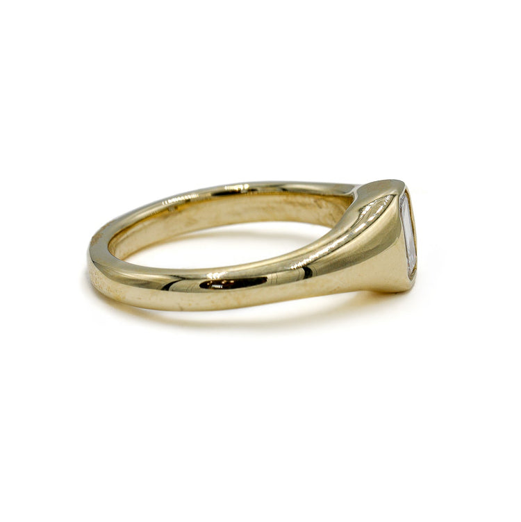 14ky .60ct Emerald-Cut Flush Set North-South Signet Ring