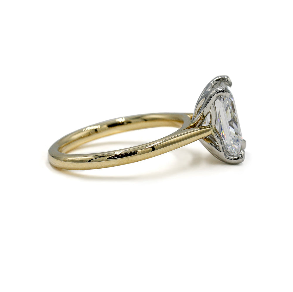 14ky & Platinum Radiant Tulip Scallop Basket Cathedral Ring