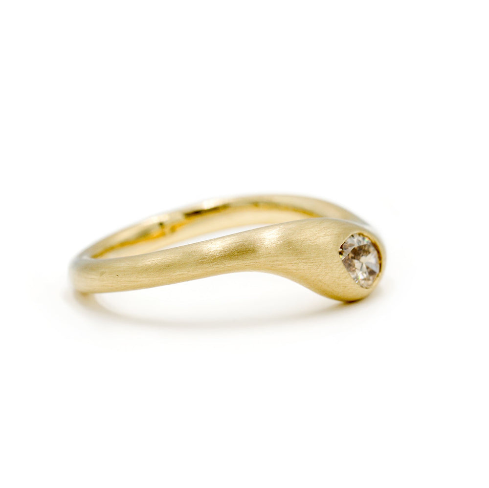 14ky .33ct Pear Champagne Diamond Wave Ring