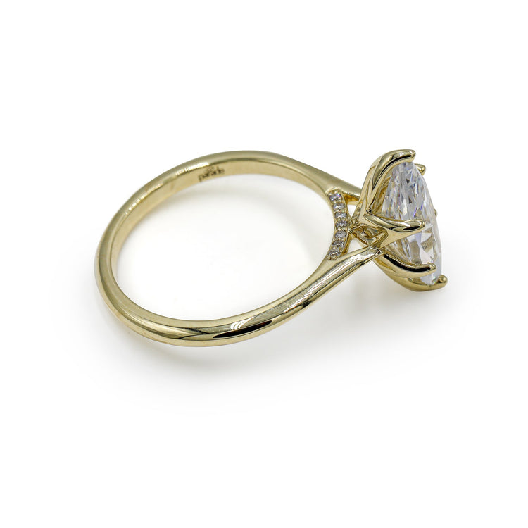 14ky Marquise .05ctw Tulip Cathedral Diamond Ring