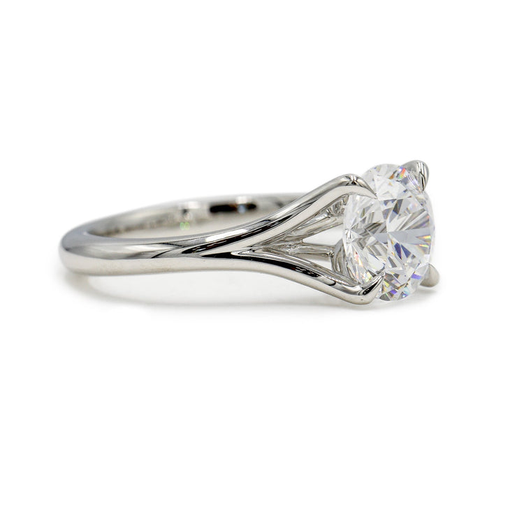 Platinum Split Shank With Peek-A-Bo Diamond Ring