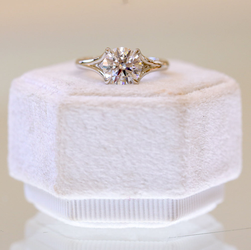 Platinum Split Shank With Peek-A-Bo Diamond Ring