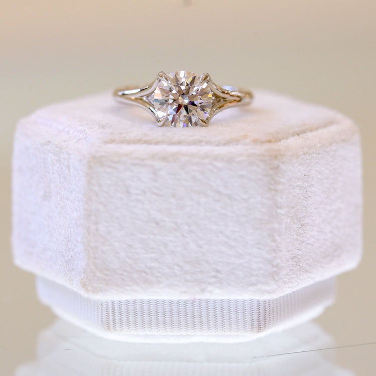 Platinum Split Shank With Peek-A-Bo Diamond Ring