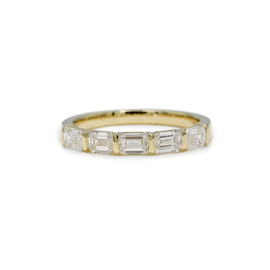 14ky 1.04ctw Emerald Cut East-West Lab Diamond Bar Band