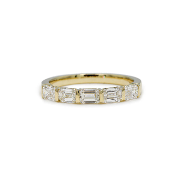 14ky 1.04ctw Emerald Cut East-West Lab Diamond Bar Band