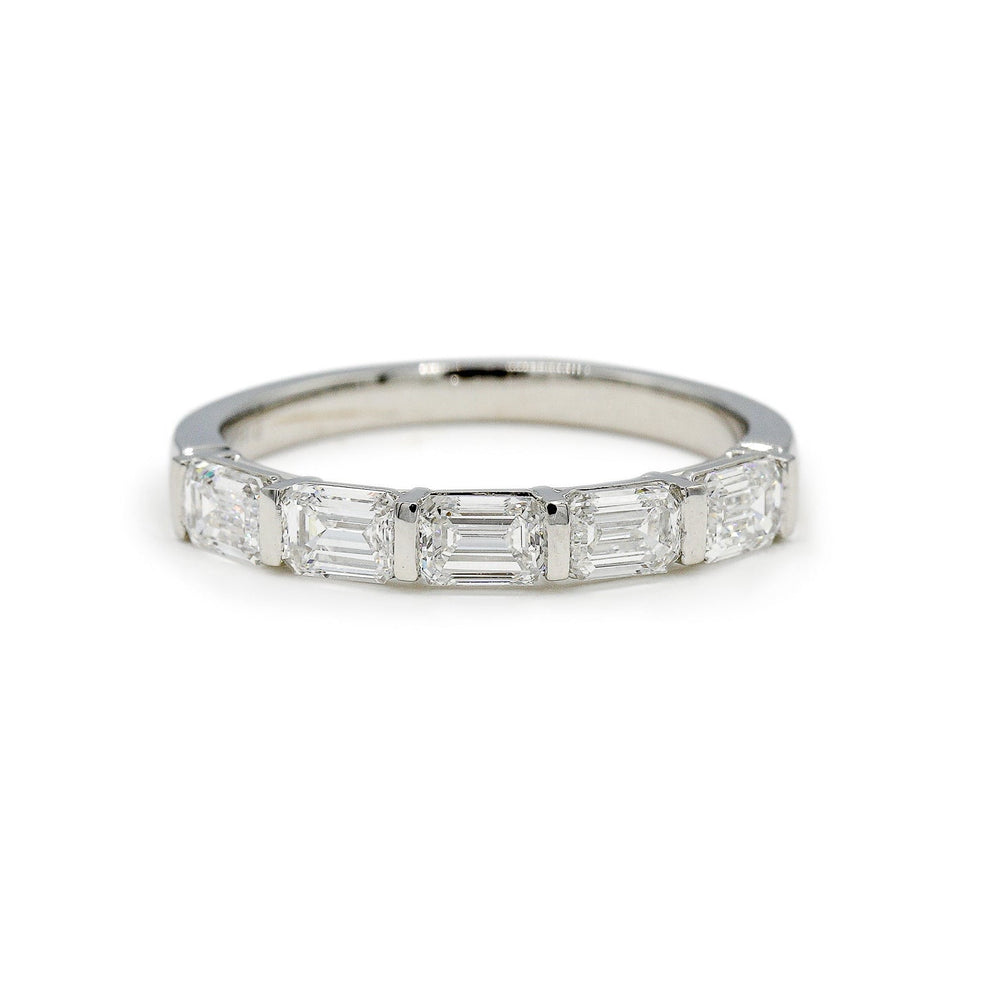 Platinum 1.04ctw Emerald Cut East-West 5-Stone Lab Diamond Bar Band