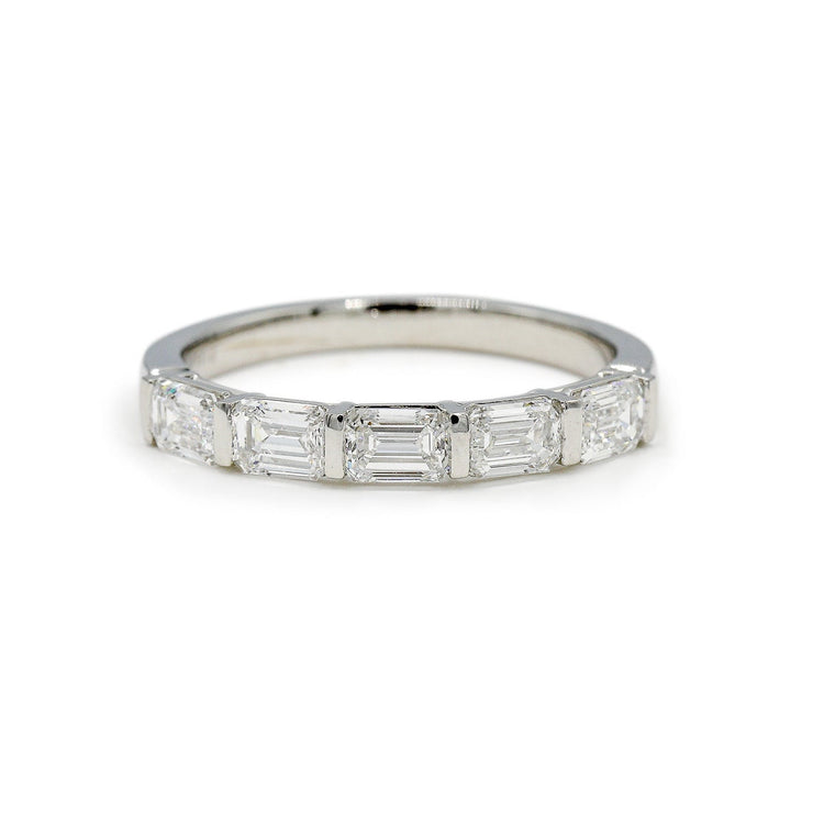 Platinum 1.04ctw Emerald Cut East-West 5-Stone Lab Diamond Bar Band
