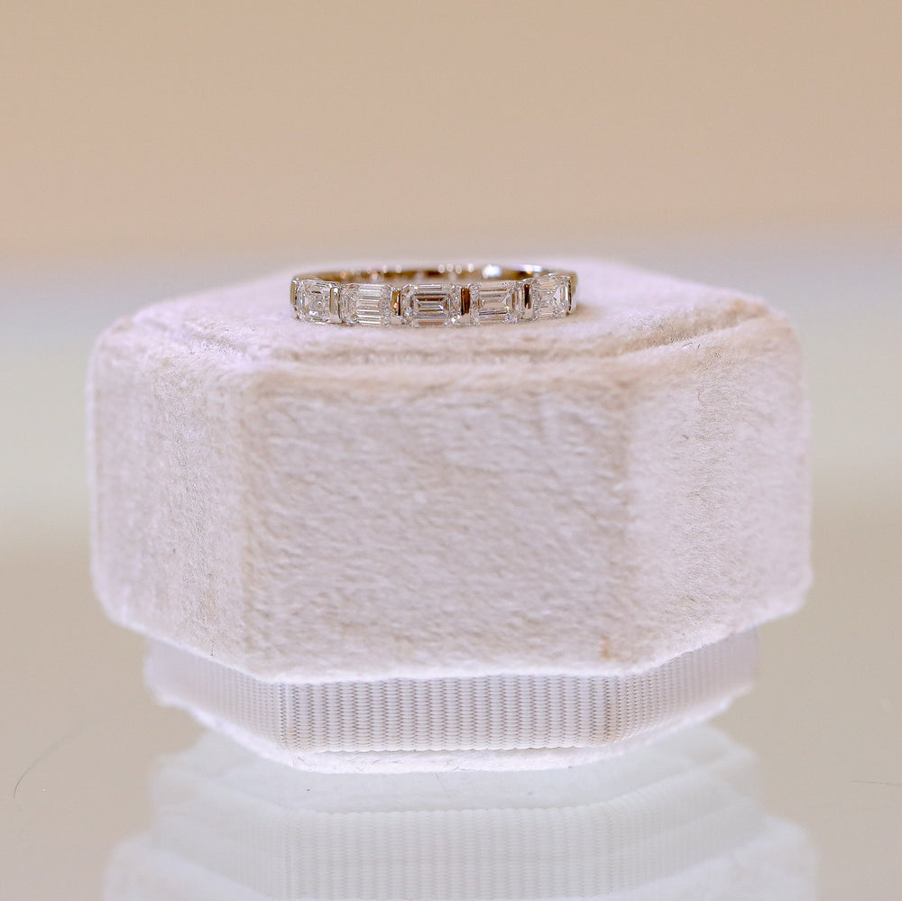 Platinum 1.04ctw Emerald Cut East-West 5-Stone Lab Diamond Bar Band
