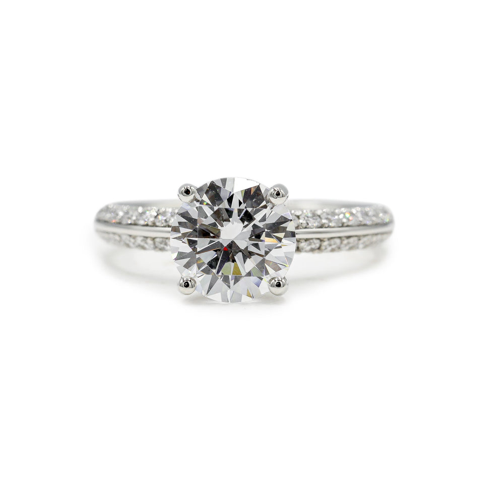 Platinum .43ctw Lab Diamond Knife Edge Double Prong Solitaire Ring