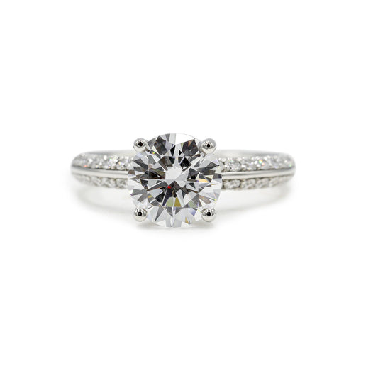 Platinum .43ctw Lab Diamond Knife Edge Double Prong Solitaire Ring