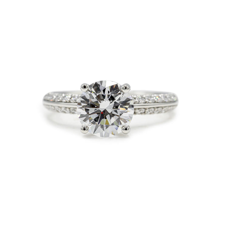 Platinum .43ctw Lab Diamond Knife Edge Double Prong Solitaire Ring