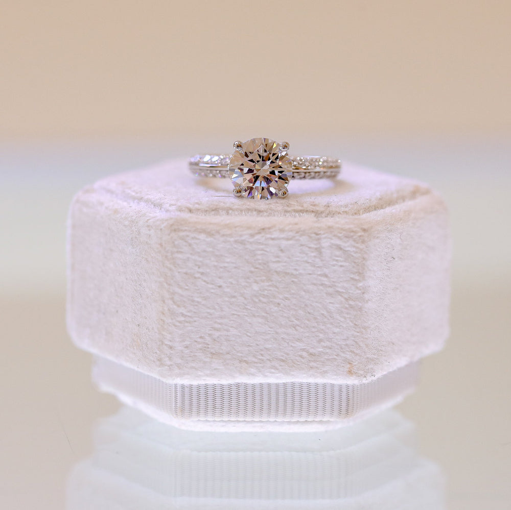 Platinum .43ctw Lab Diamond Knife Edge Double Prong Solitaire Ring