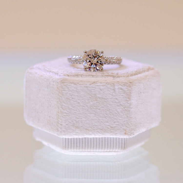 Platinum .43ctw Lab Diamond Knife Edge Double Prong Solitaire Ring