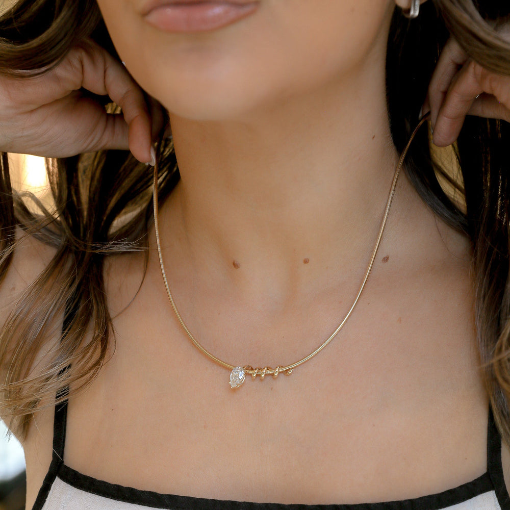 14ky 1.78 Pear Shaped Lab Diamond Omega Necklace