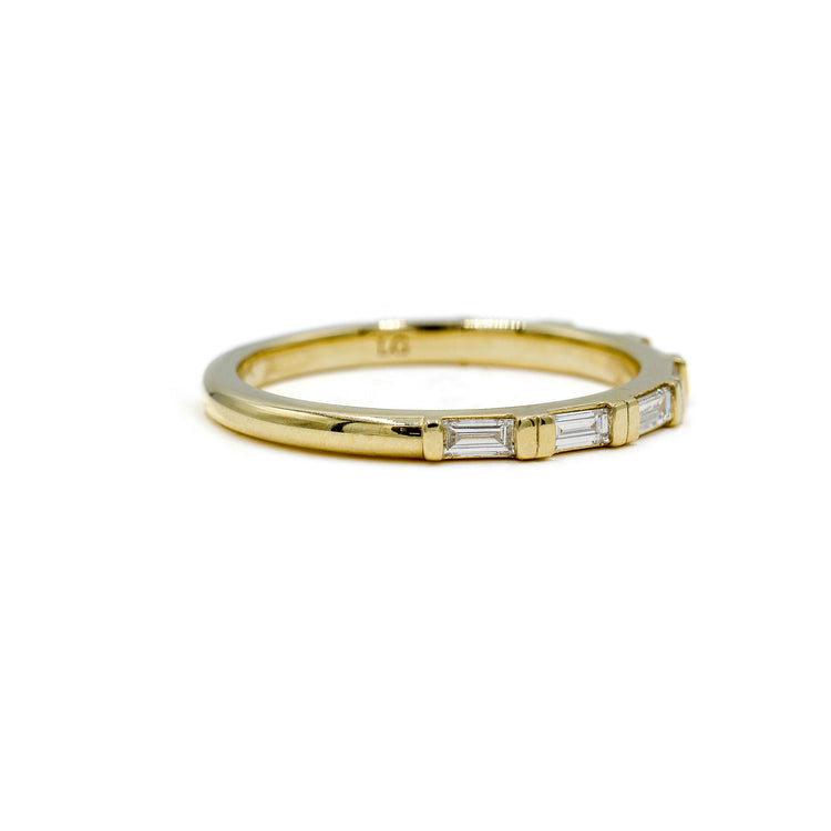 14ky .33ctw Double Bar Set Lab Baguette Band