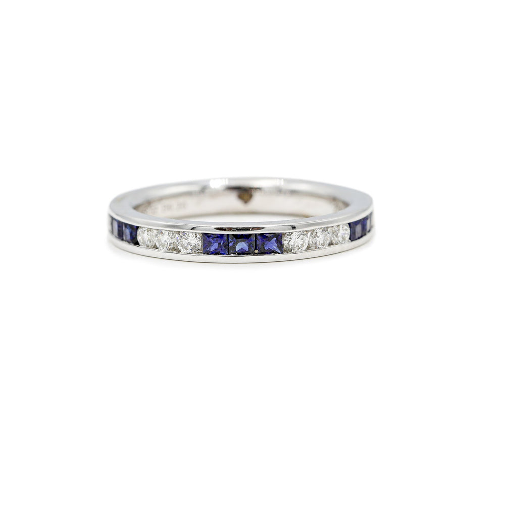 14kw Alternating Natural .52ctw Sapphire and .20ctw Diamond Channel Band
