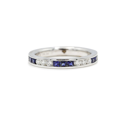 14kw Alternating Natural .52ctw Sapphire and .20ctw Diamond Channel Band