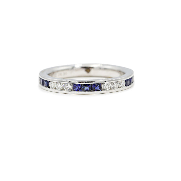 14kw Alternating Natural .52ctw Sapphire and .20ctw Diamond Channel Band