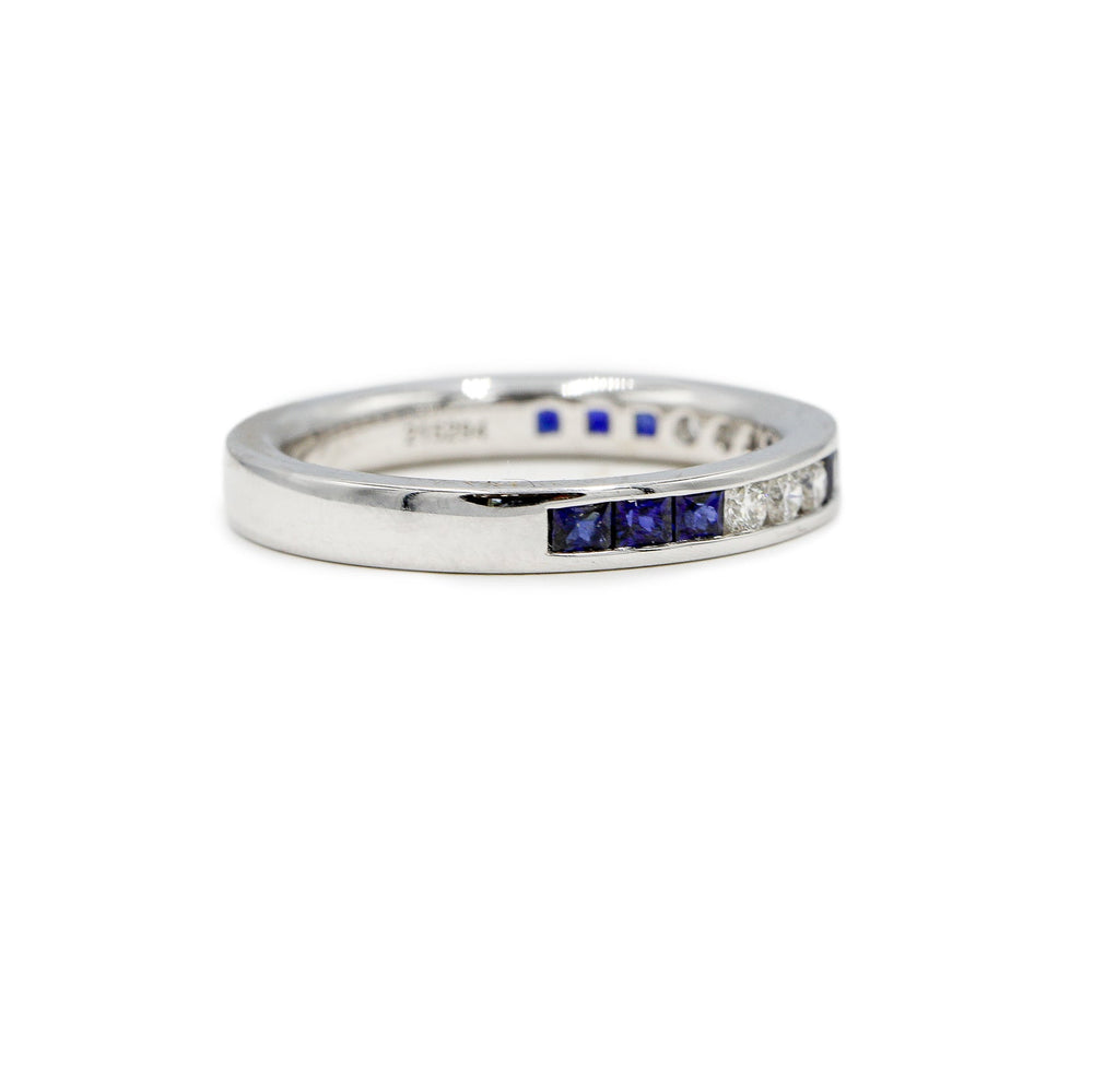14kw Alternating Natural .52ctw Sapphire and .20ctw Diamond Channel Band