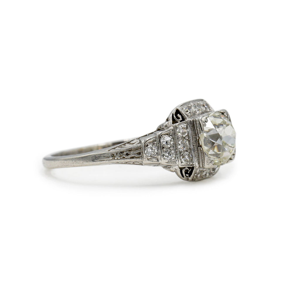 Platinum 1.03ct Natural One-Of-A-Kind Vintage .25ctw Diamond Ring