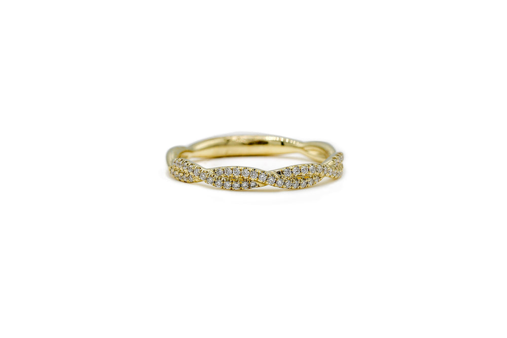 14ky Lab .14ctw Double Pave Twist Diamond Band