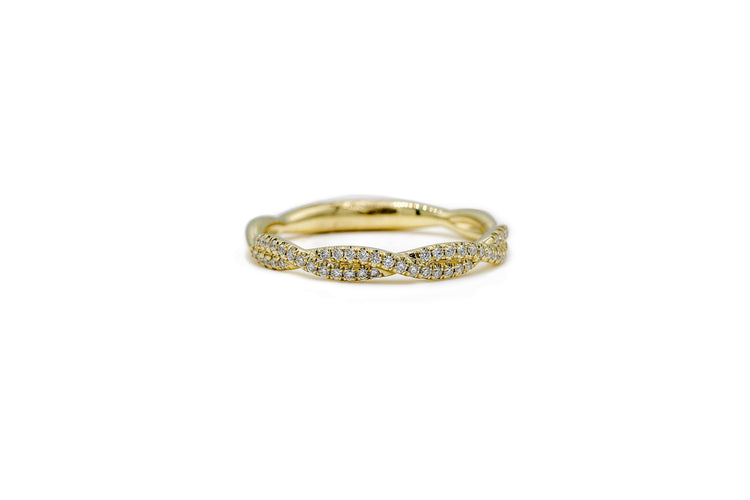 14ky Lab .14ctw Double Pave Twist Diamond Band