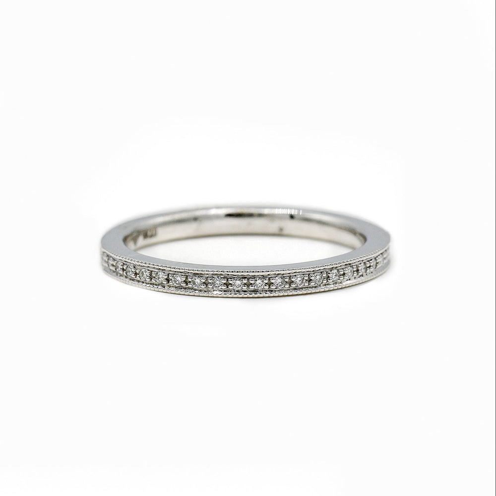 14kw .06ctw Bead Set Milgrain Vintage Inspired Lab Diamond Band