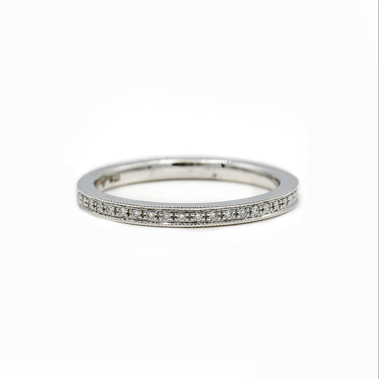 14kw .06ctw Bead Set Milgrain Vintage Inspired Lab Diamond Band