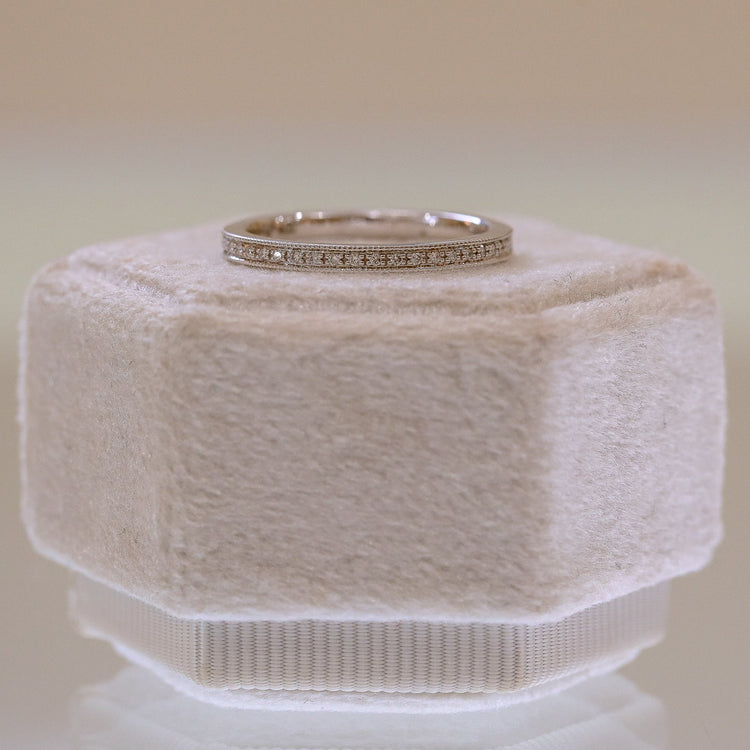 14kw .06ctw Bead Set Milgrain Vintage Inspired Lab Diamond Band