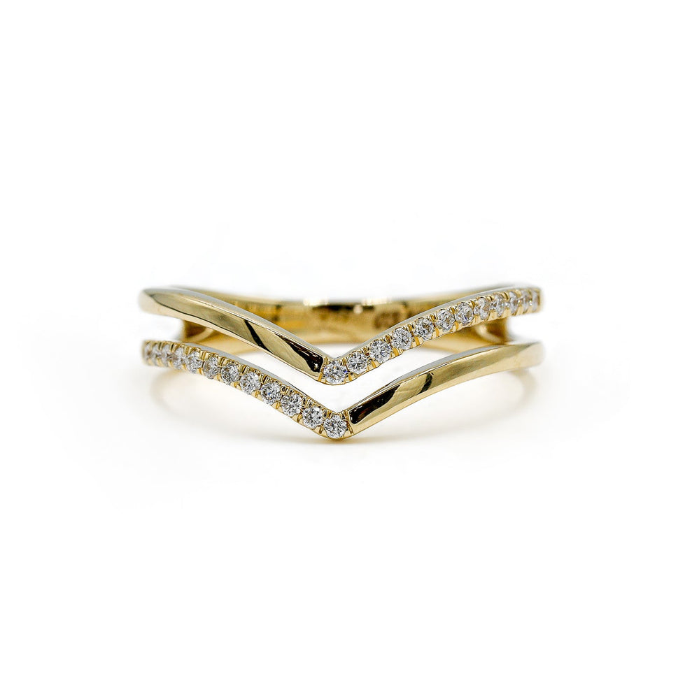 14ky .12ctw Double Chevron with Pave Lab Diamond Band