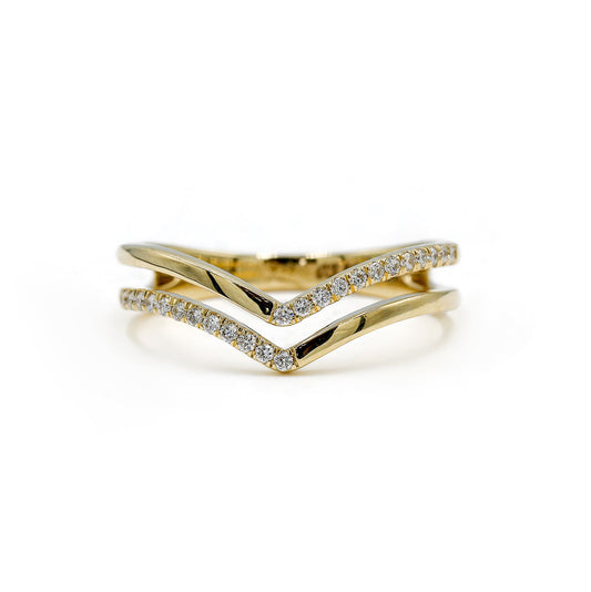 14ky .12ctw Double Chevron with Pave Lab Diamond Band