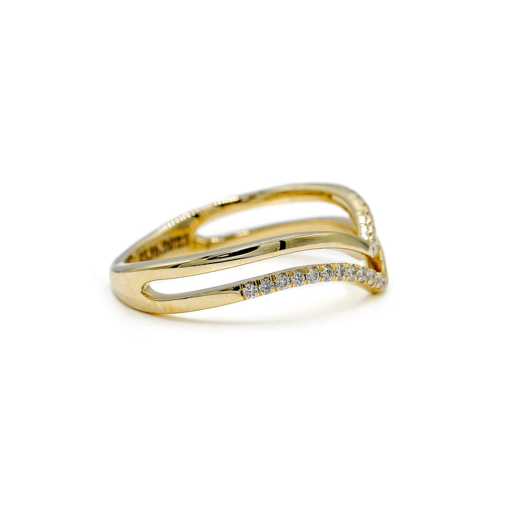 14ky .12ctw Double Chevron with Pave Lab Diamond Band