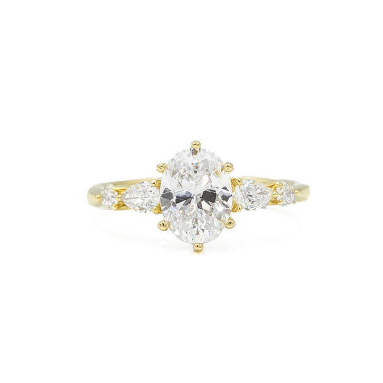 14ky 6-Prong Oval, Pear & Round 5-Stone Diamond Ring