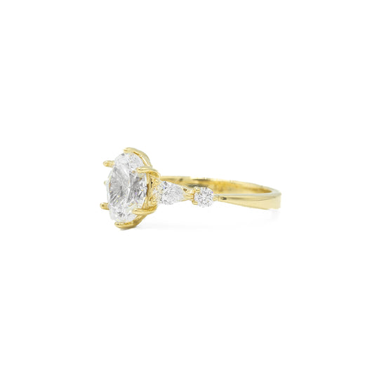 14ky 6-Prong Oval, Pear & Round 5-Stone Diamond Ring