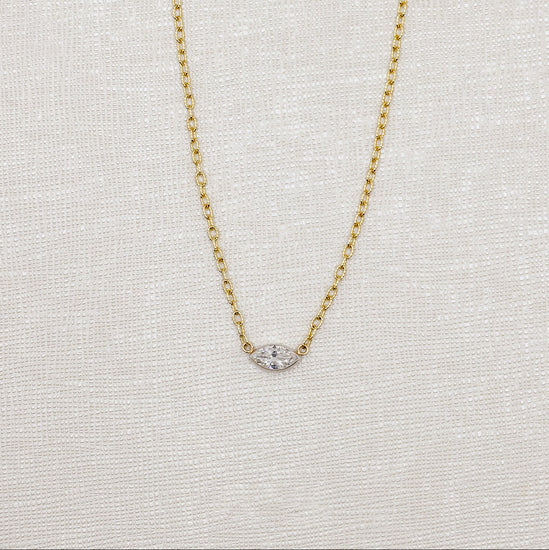 14ky/Plat Bezel .40ct Old-Mine Marquise Diamond Necklace