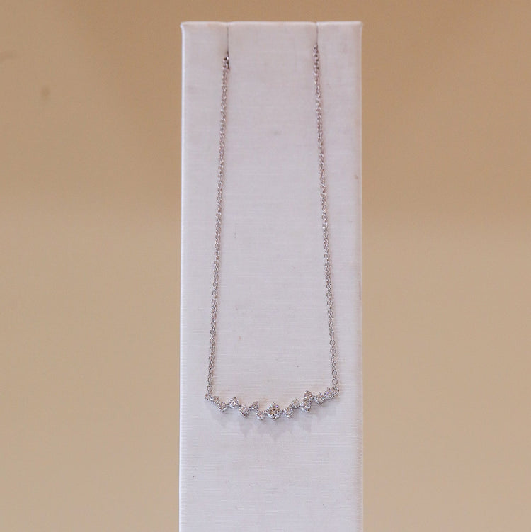 14kw .53ctw Scatter Curved Bar Necklace