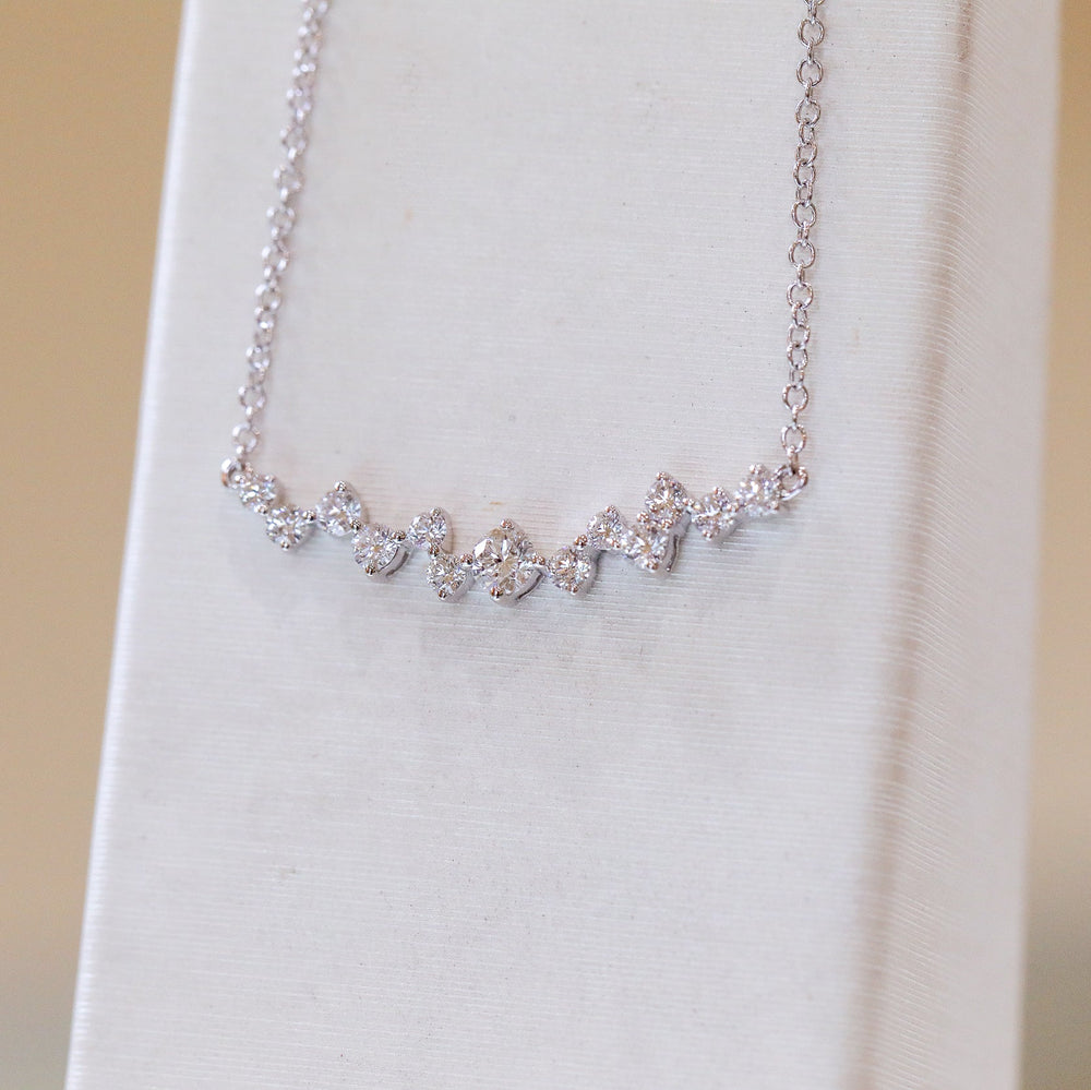 14kw .53ctw Scatter Curved Bar Necklace