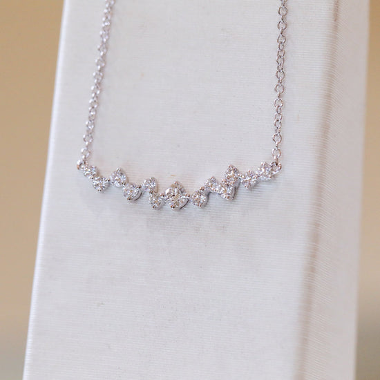14kw .53ctw Scatter Curved Bar Necklace