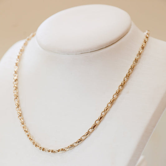 14ky 4mm Oval and Star Link 18" Chain Necklace
