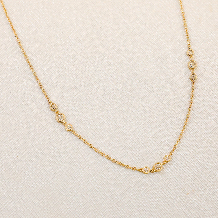 18ky .40ctw Milgrain Bezel Trio By-The-Yard Diamond Necklace