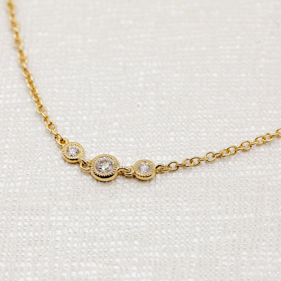 18ky .40ctw Milgrain Bezel Trio By-The-Yard Diamond Necklace