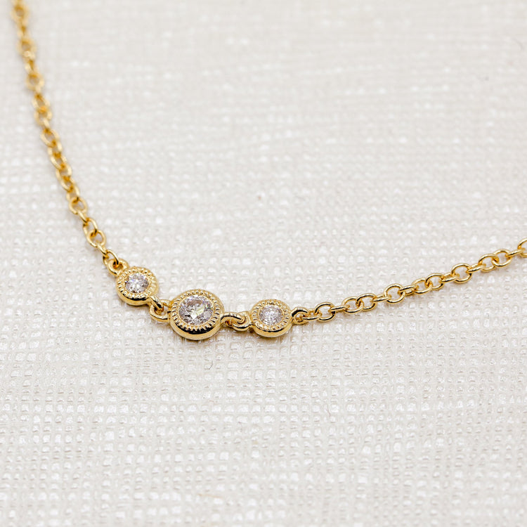 18ky .40ctw Milgrain Bezel Trio By-The-Yard Diamond Necklace