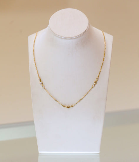 18ky .40ctw Milgrain Bezel Trio By-The-Yard Diamond Necklace