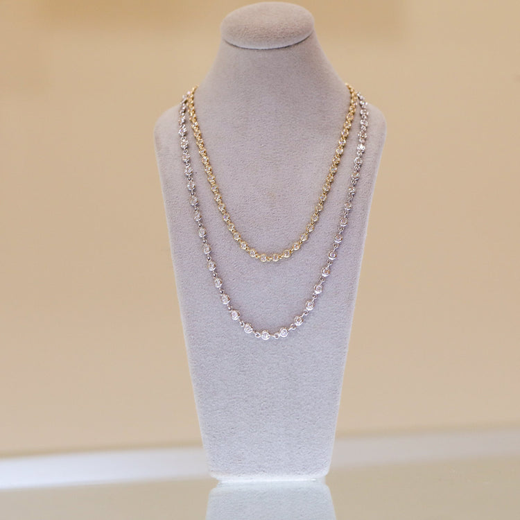 14kw 2.25ctw Bezel Link Diamond Necklace