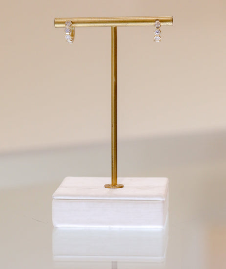 14ky .64ctw Hexagon Bezel Diamond Huggie Hoops