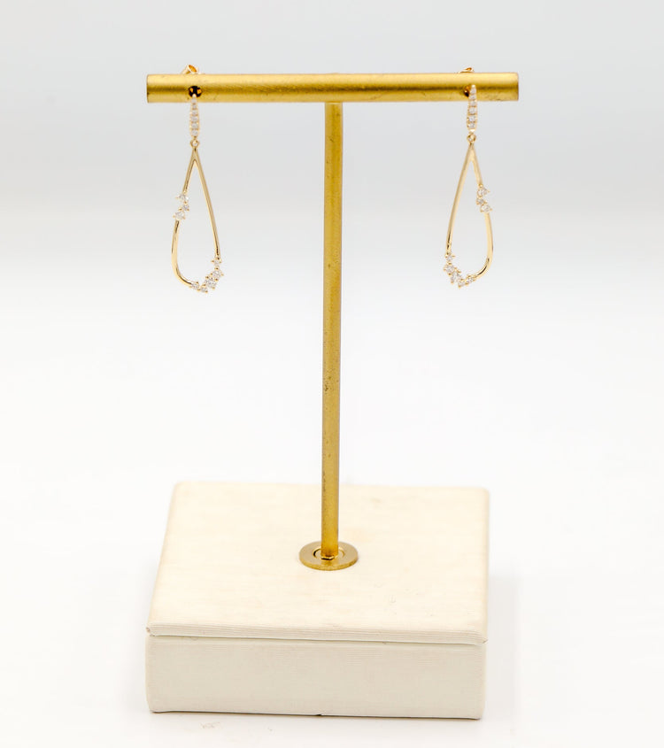 14ky .31ctw 2-Section Dangle Drop Earrings